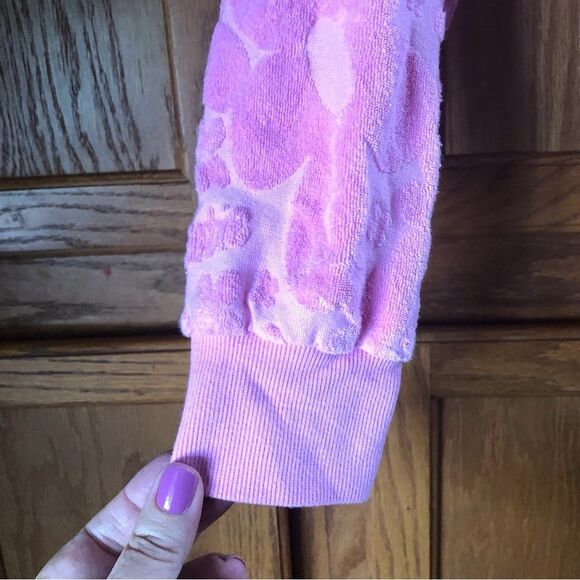 Barbie x Forever 21 Pink Barbiecore Floral Full Zip Beaded Crop Hoodie Size S - Picture 7 of 12